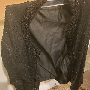 Lawrence Kazar black vintage silk beaded party jacket